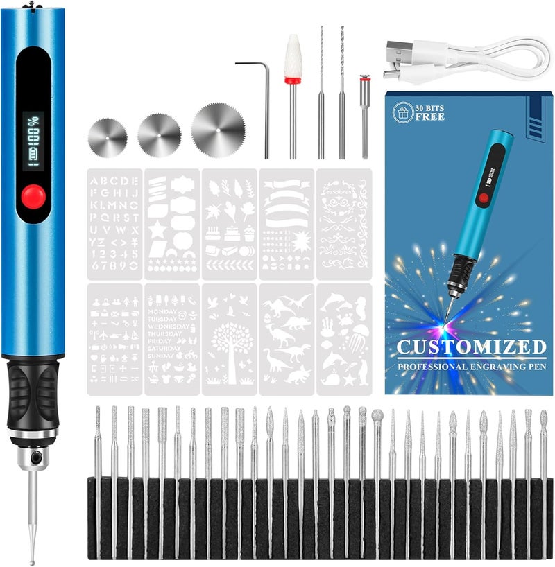 Kaibced Engraving Pen for All Materials, Ultimate Cordless Portable Tool for Artists & DIYers, Portable Rotary Engraver Machine for Jewelry Wood Glass Stone Carving - Engrave 60+ Surfaces (Deep Blue) - Image 1